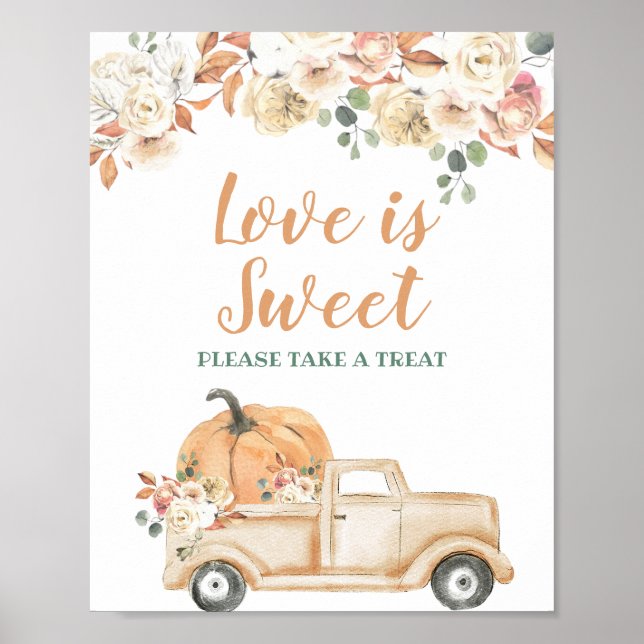 Poster Peach Pumpkin Rustic Truck Love is Sweet Sign (Frente)