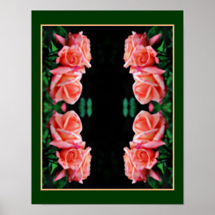 Poster Peach Rosa Trio Mirror Abstrato Floral