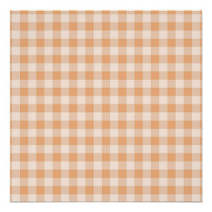 Póster Peach White Checkered Gingham Patterno