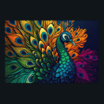 Poster Peacock Colorido, Estilo Art Deco<br><div class="desc">Eu queria cores e formas ousadas,  com linhas flutuantes e não muito ocupadas. Eu adoro pavões e fiz um número ou partes inspiradas por estas belas aves. É duro não amá-los,  mesmo quando eles estão no meio da estrada bloqueando o trânsito,  lol.</div>