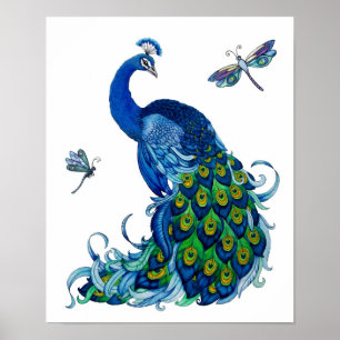 Poster Peacock e Dragonfly Design
