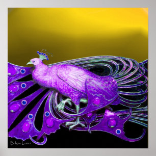 PÓSTER PEACOCK ELEGANTE NO AMARELO PURO