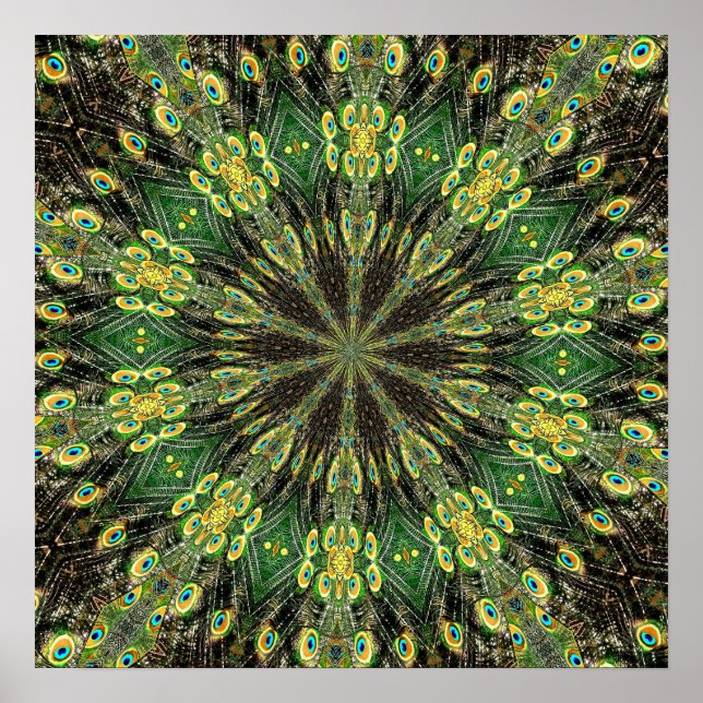 Poster Peacock Feather Kaleidoscope 2 (Frente)
