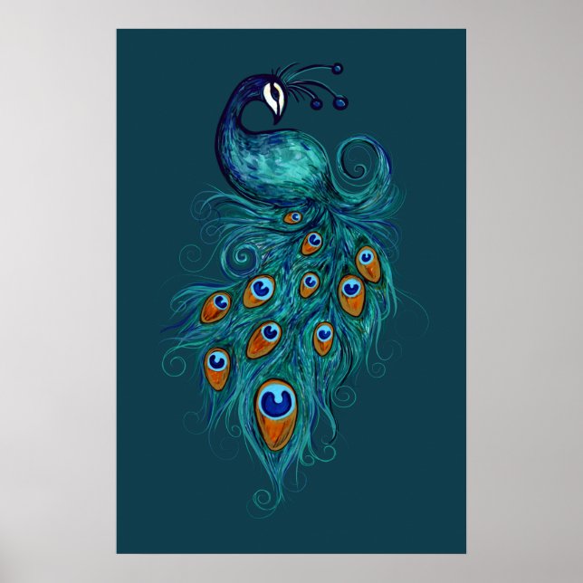 Poster Peacock Feather Teal Peacocks (Frente)