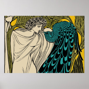 Poster Peacock Fine Art Bird Nouveau