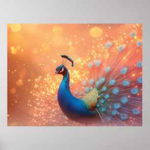 Poster Peacock Majestoso com Plumagem Vibrante