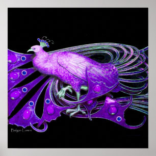 Póster PEACOCK, preto violeta azul roxo