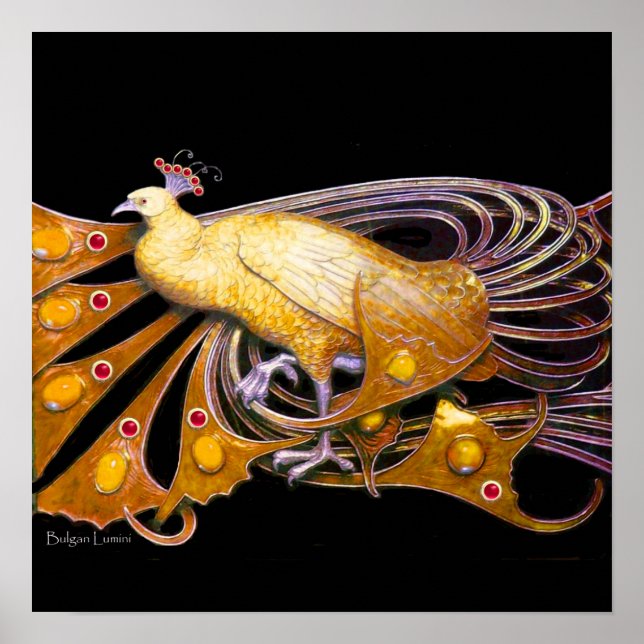 Póster PEACOCK, vermelho-amarelo-roxo preto (Frente)