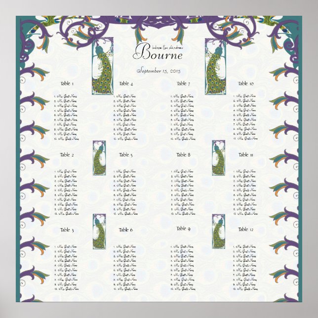 Póster Peacock Vintage Love Birds (Frente)