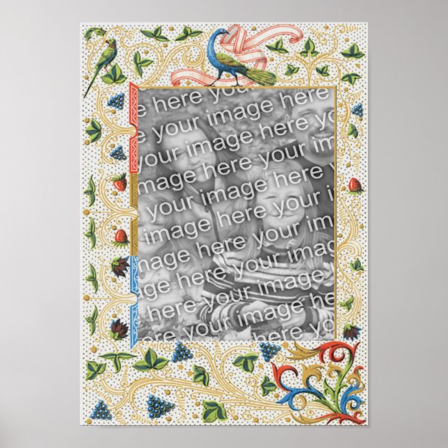 Poster Peacocks Fruta Frame Adicionar Sua Foto (Frente)