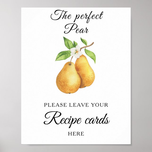 Poster Pear bridal shower Your recipe card here (Frente)