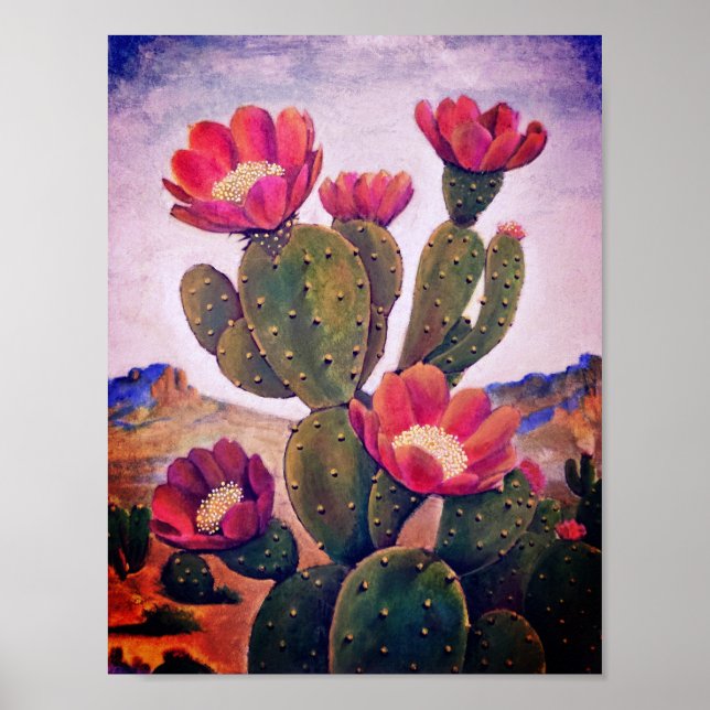 Poster Pear Cactus picante no deserto de Sonoran (Frente)
