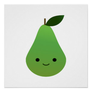 Póster Pear Sorridente de Kawaii Cute