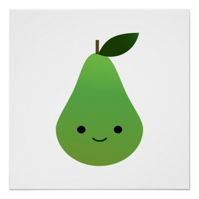 Póster Pear Sorridente de Kawaii Cute (Frente)