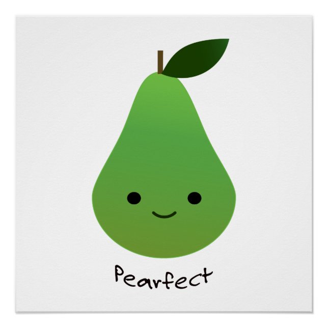 Póster Pearfect Cute Kawaii Pear (Frente)