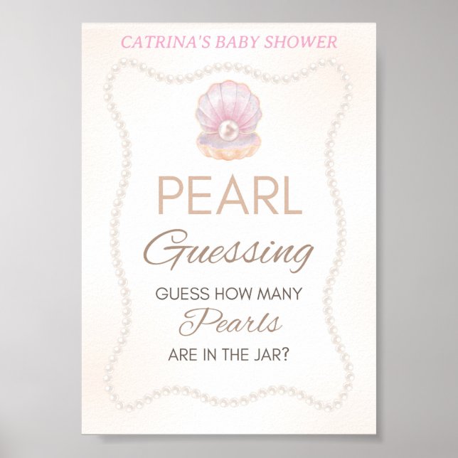 Poster Pearl Baby Shower Game Sign (Frente)