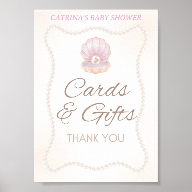 Poster Pearl Baby Shower Game Sign (Frente)