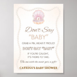 Poster Pearl Baby Shower Game Sign