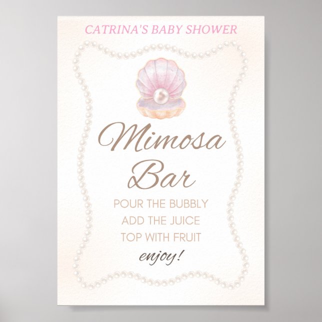 Poster Pearl Baby Shower Game Sign (Frente)