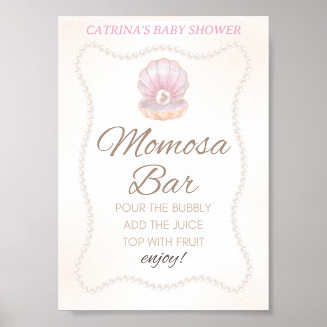Poster Pearl Baby Shower Game Sign (Frente)