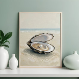 Póster Pearl in Oyster by the Sea – Coastal Serenity Pain