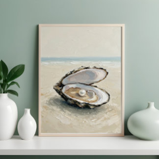 Póster Pearl in Oyster by the Sea – Coastal Serenity Pain