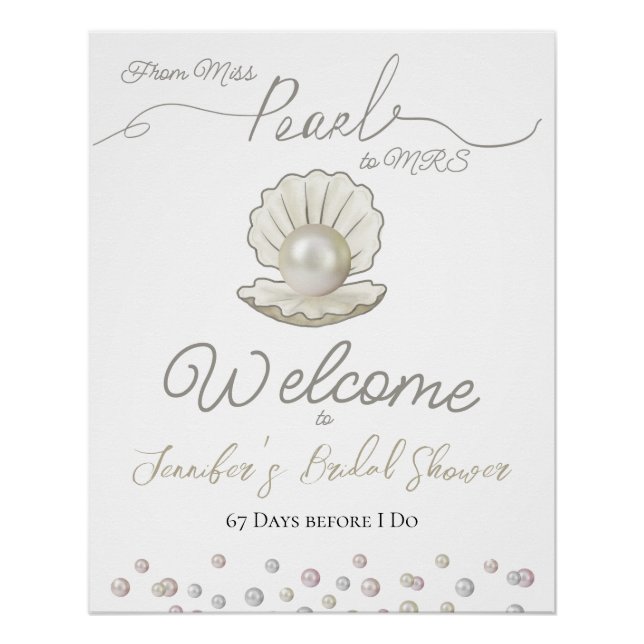 Póster Pearl & Shell Pearlcore Miss para o Chá de panela  (Frente)