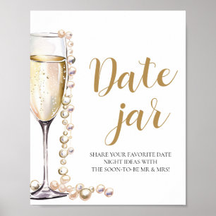 Poster Pearls and Prosecco Date Ideias Noturnas Data Jar