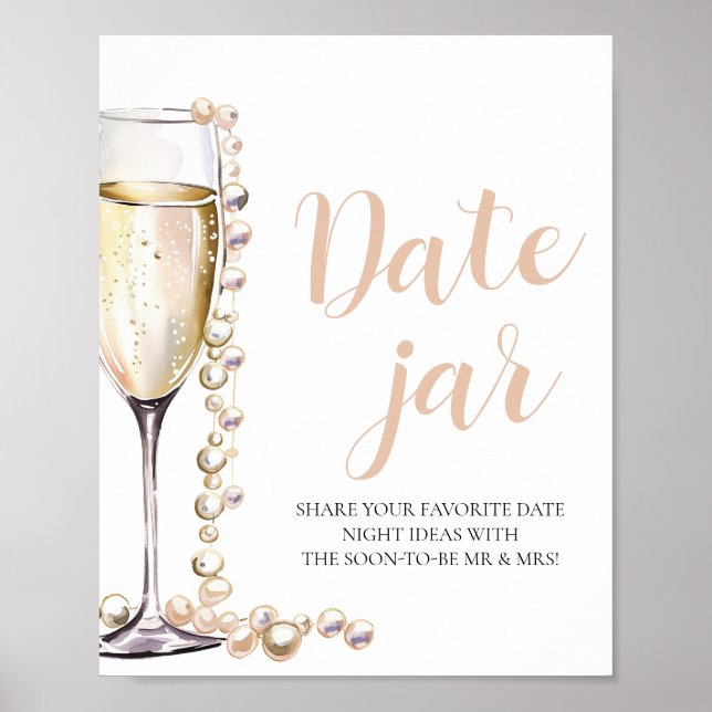 Poster Pearls and Prosecco Date Ideias Noturnas Data Jar  (Frente)