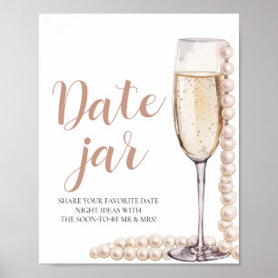 Poster Pearls and Prosecco Date Ideias Noturnas Data Jar