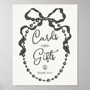 Poster Pearls Cartões de Arco de coquete preto e sinal de