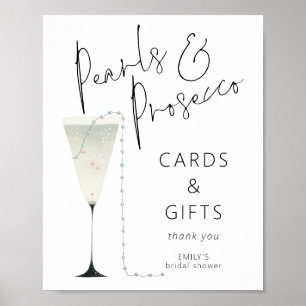 Poster Pearls Cartões Prosecco Oferece Chá de panela