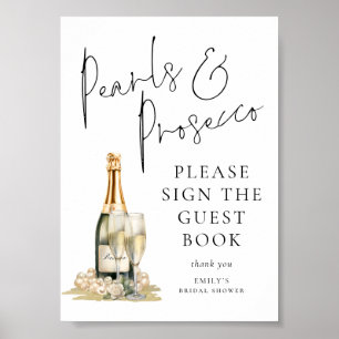 Poster Pearls Chá de panela Prosecco Sinal de Livro de Co