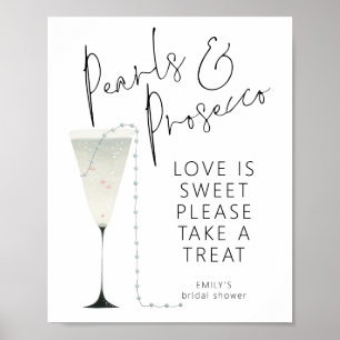 Poster Pearls Prosecco Love É Um Chá de panela Doce