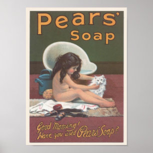 Poster Pears Soap Cat Bath Ad
