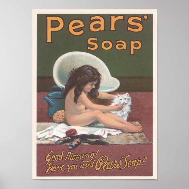 Poster Pears Soap Cat Bath Ad (Frente)