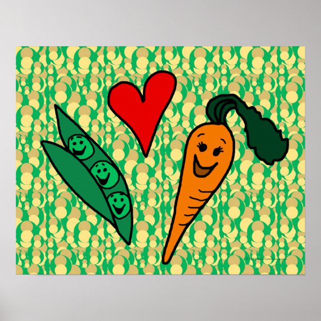 Poster Peas Love Carrots, Design verde e laranja (Frente)