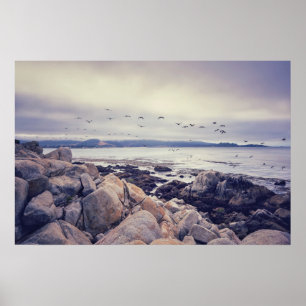 Poster Pebble Beach Rocky Coastal Morning