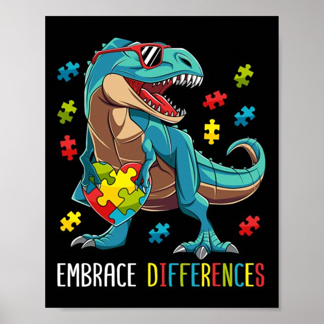 Poster Peça de Puzzle de Dinossauro Conscientização do Au (Frente)