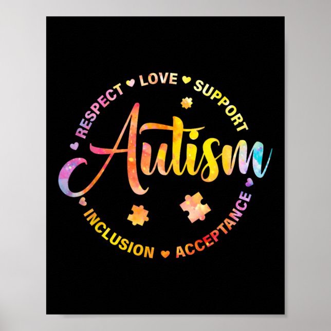 Poster Peça de Puzzle Jogando Tênis Conscientização do Au (Frente)