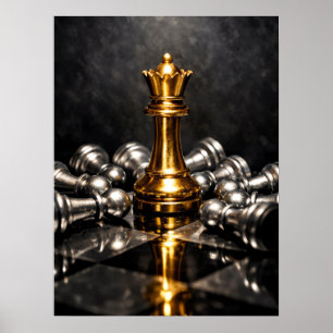 Poster Peça de Xadrez Rei Dourado – Estratégia, Poder & V