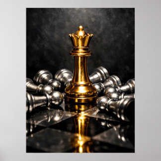 Poster Peça de Xadrez Rei Dourado – Estratégia, Poder & V