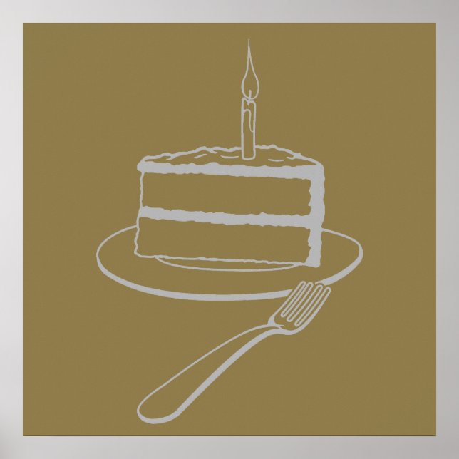 Poster Peça refinada de Design de bolos, aniversário ou e (Frente)