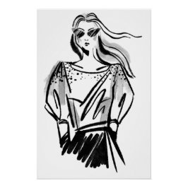 Póster Peças de arte de moda desenhadas à mão