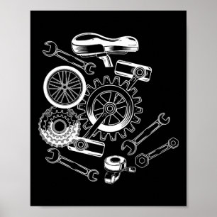Poster Peças de Bicicleta Ciclismo Pedalando Ciclista Mtb