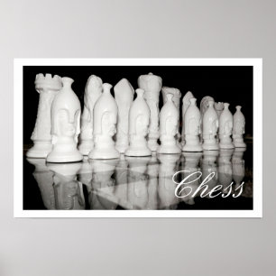 Póster Peças de xadrez no Conselho, Peças Realistas