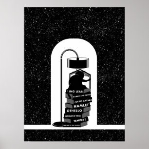 Póster Peças Shakespeare de Leitura de Gato Negro