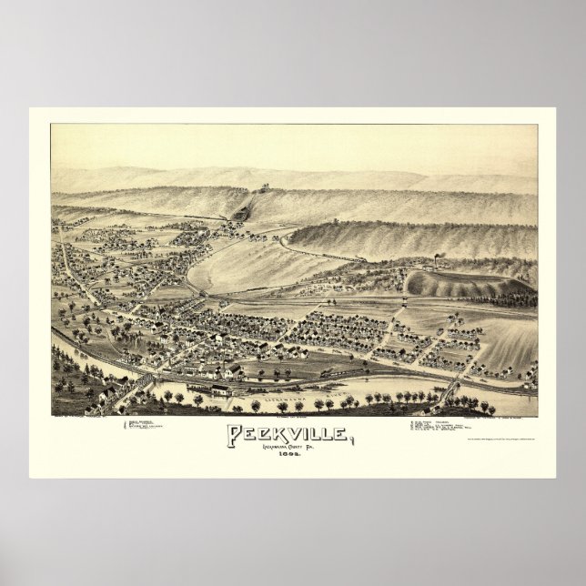 Póster Peckville, PA Panorâmica - 1892 (Frente)