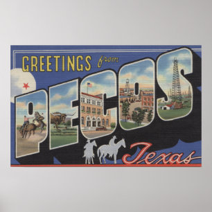 Póster Pecos, letra ScenesPecos de TexasLarge, TX