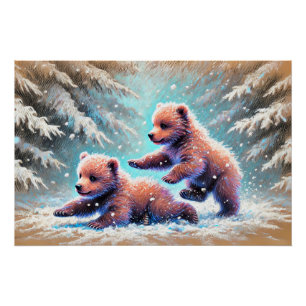 Póster Pedaços de Urso Reproduzidos em Calçado de Pastel 